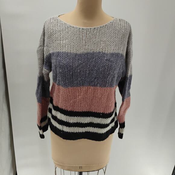Lucky Brand Sweater Bold Stripe Pullover Multicolor Sz S wool blend - Picture 2 of 13